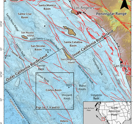Regional bathymetric map of Southern California and California Continental Borderland