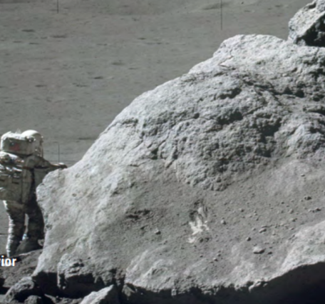Lunar image with astronaut investing resources