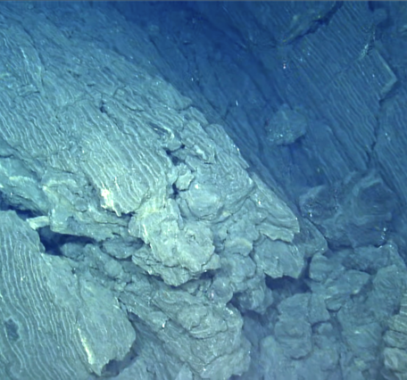 Color photograph of lava flow erupted on sea floor