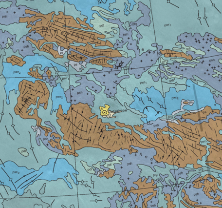 Inset of USGS SIM 2870: Geologic map of the Nemesis Tesserae quadrangle (V-13), Venus