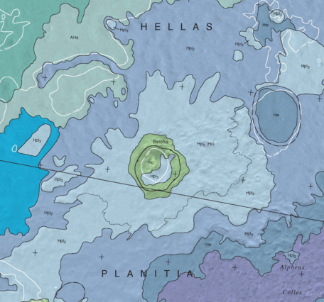 Inset of USGS SIM 2953: Geologic Map of Part of the Western Hellas Planitia, Mars