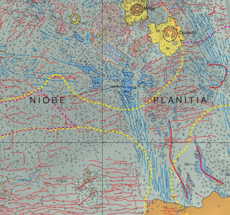 Inset of USGS SIM 3025: Geologic Map of the Niobe Planitia Quadrangle (V-23), Venus