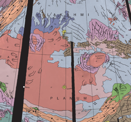 Inset of USGS SIM 3116: Geologic map of the Lakshmi Planum quadrangle (V-7), Venus