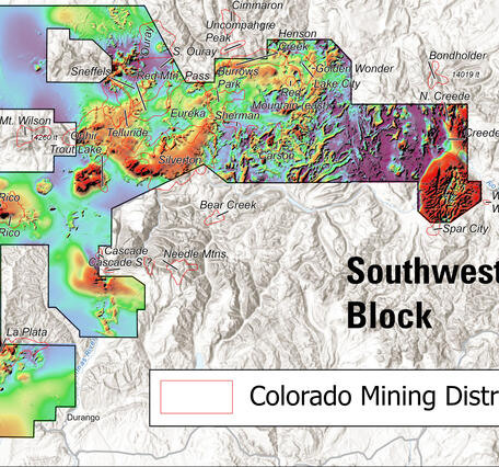 Colorado geophysical data map