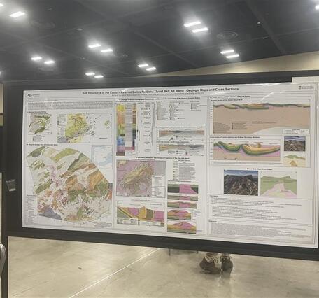 Photograph of a geologic map poster. 