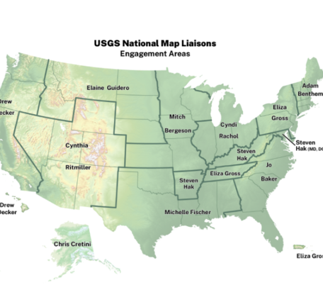 Map showing The National Map Liaisons points of contact