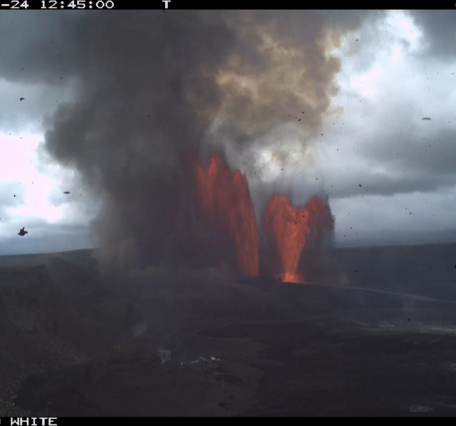 Color photograph of lava fountain