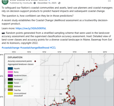 Facebook social media post with text and map