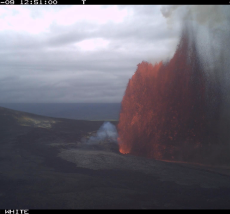 Color photograph of lava fountain