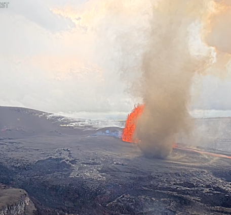 Color photograph of lava fountain