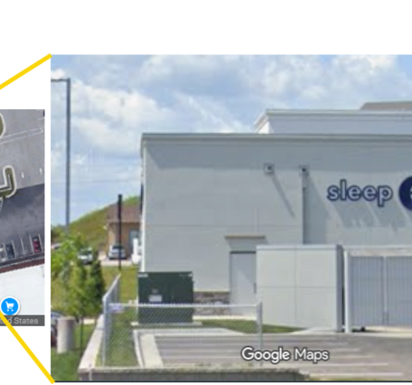 The Sleep Number store labeled as Mayo Clinic in Google Maps™ and front of the Sleep Number store in Google Street View™.