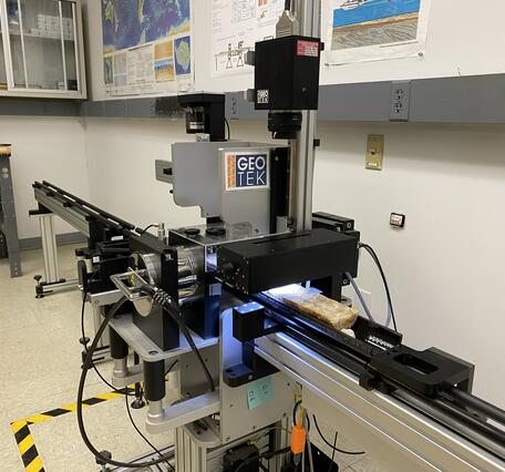 GeoScan V imaging a split speleothem (stalagmite) section