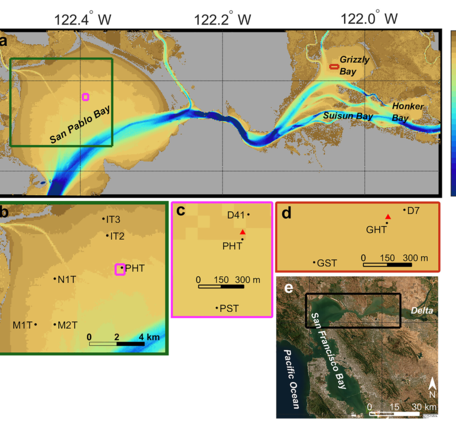 Map showing study locations in San Pablo and Grizzly Bays
