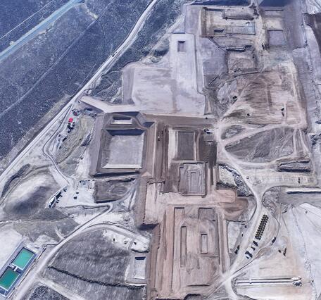 Aerial view of the construction of a lithium mine