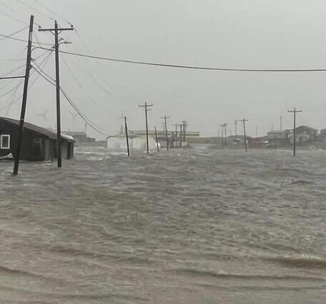 Floodwaters in Nome, Alaska during Typhoon Merbok