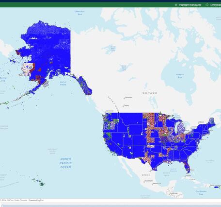 Screenshot of the interactive map using the Geochemical Data Portal.