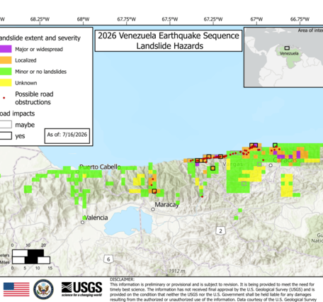 Map of road impacts from landslides