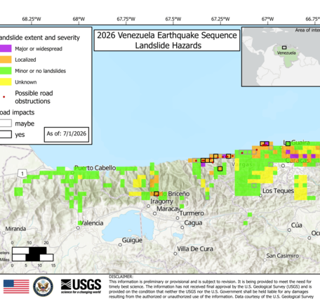 Map of road impacts from landslides