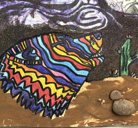 Illustration by Wally created in collaboration with Dr. Madeline Kelley during Flagstaff Arts and Leadership Academy Project Based Learning course during Fall 2025. The artwork was displayed at the USGS campus digitally during the Art of Inquiry exhibit on September 22, 2025. 