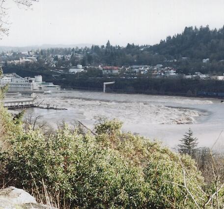 Looking east across the river from West Linn. Oregon City viewable on the other bank.