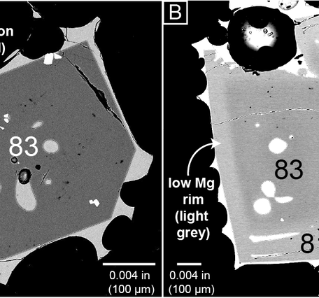 Black and white annotated images of minerals