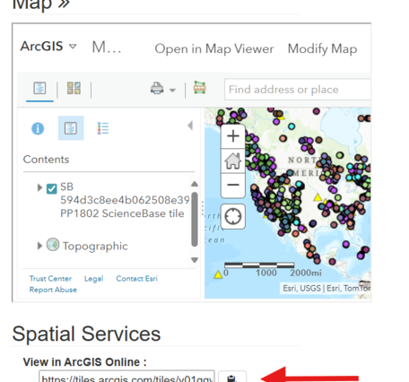example of a web service published on ArcGIS Online via ScienceBase