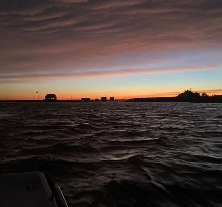 Looking out upon bays of new Jersey at sunset