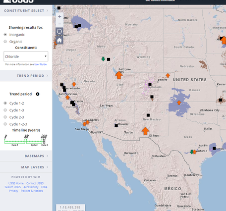 Screenshot of decadal changes in groundwater quality web site