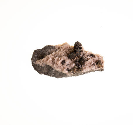 High-definition image of dolomite with sphalerite, showing the white crystalline dolomite matrix.