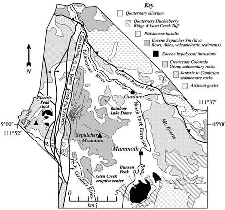 Black and white simplified geological map