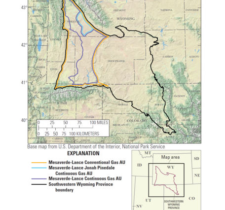 Map of Southwestern Wyoming Geologic Province showing assessment units in southwestern Wyoming for the Mesaverde-Lance assess