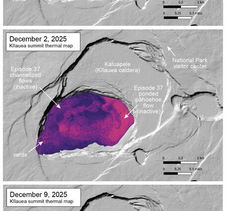 Color maps showing temperature of crater floor