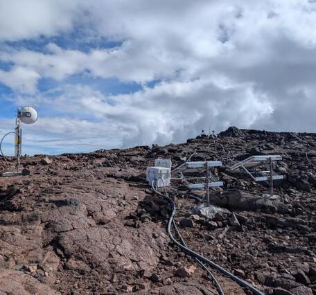 Color photograph of volcano monitoring site