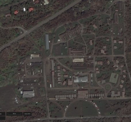 Color satellite image showing area affected by volcanic fallout