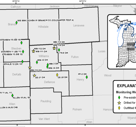 Map showing existing groundwater-level networks enhanced through adding drilled wells and converting discrete wells
