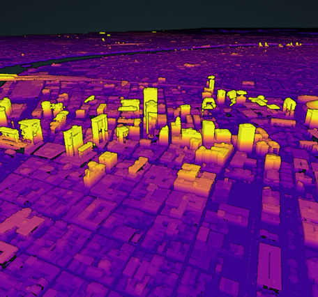3DEP lidar point cloud visually representing the remotely-sensed terrain.