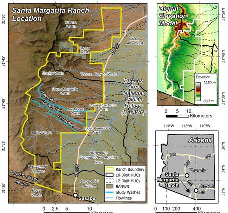 Figure 1. Location map showing the study area and property boundary of the Santa Margarita Ranch