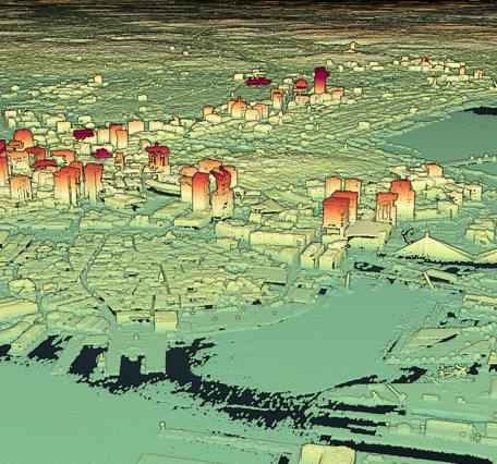 3DEP lidar point cloud visually representing the remotely-sensed terrain.