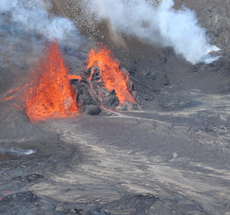 Color photograph of erupting vents
