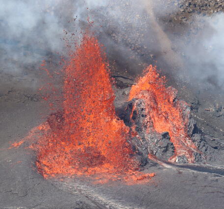 Color photograph of erupting vents