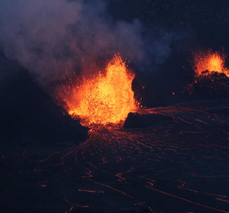 Color photograph of erupting vents