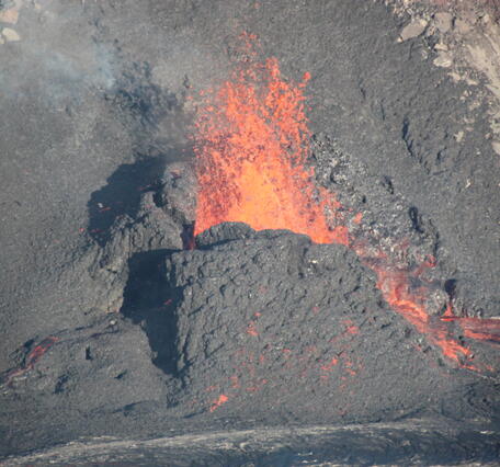 Color photograph of erupting vent
