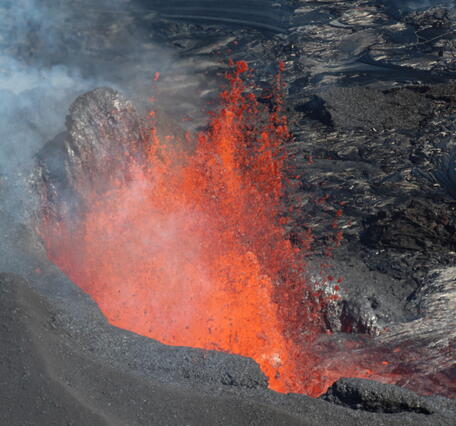 Color photograph of erupting vents