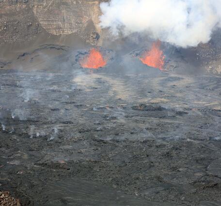 Color photograph of erupting vents