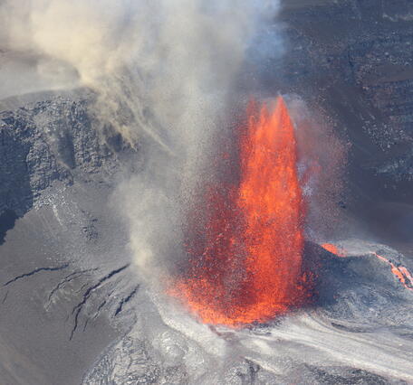 Color photograph of lava fountain