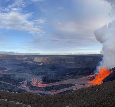 Color photograph of volcanic eruption