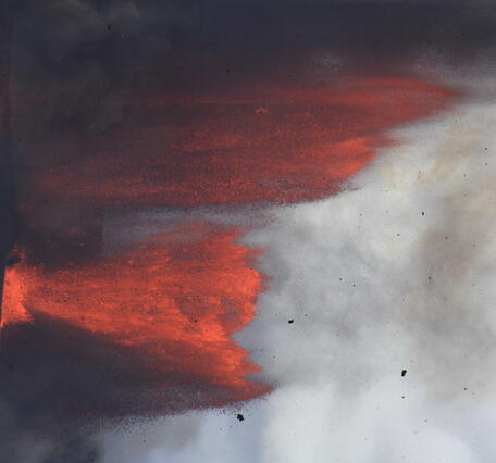 Color photograph of lava fountains