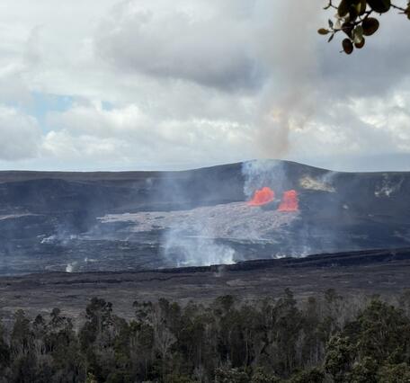 Color photograph of volcanic eruption