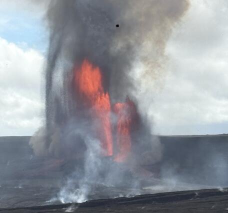 Color photograph of lava fountains