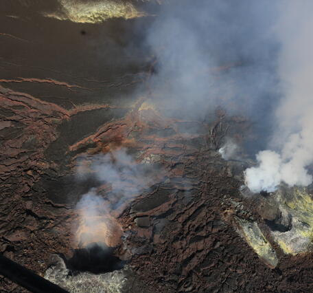 Color photograph of volcanic vents